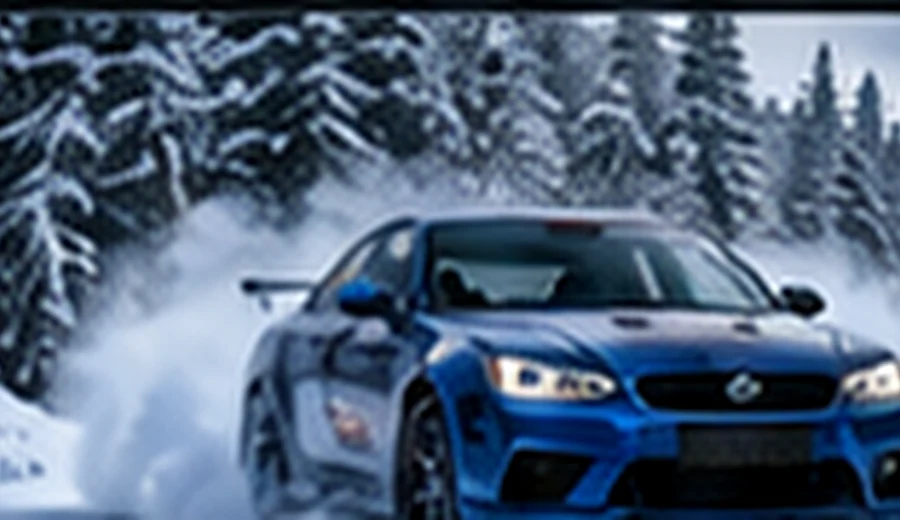 Car driving through snow for Snow Tire Challenge